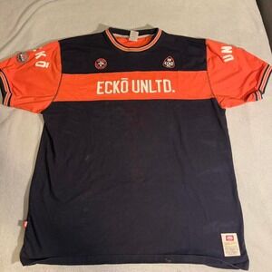 Ecko‎ Unltd. navy and orange streetwear heavy knit jersey